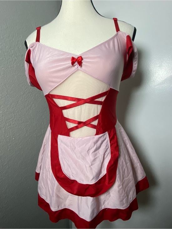 Other - Y2K Pink & Red Cutout Mesh Maid Costume Size S/M
